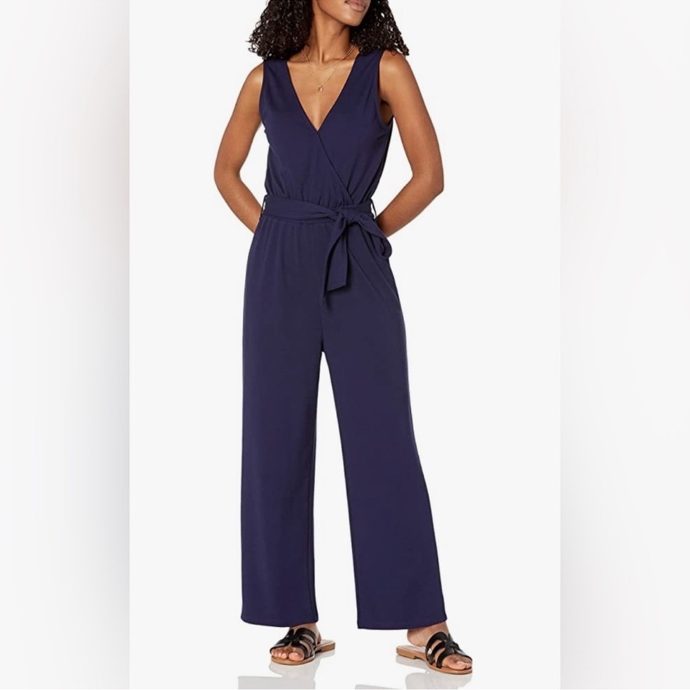 NWT Caralyn Mirand The Drop Sleeveless Wrap Jumpsuit Navy Size XL